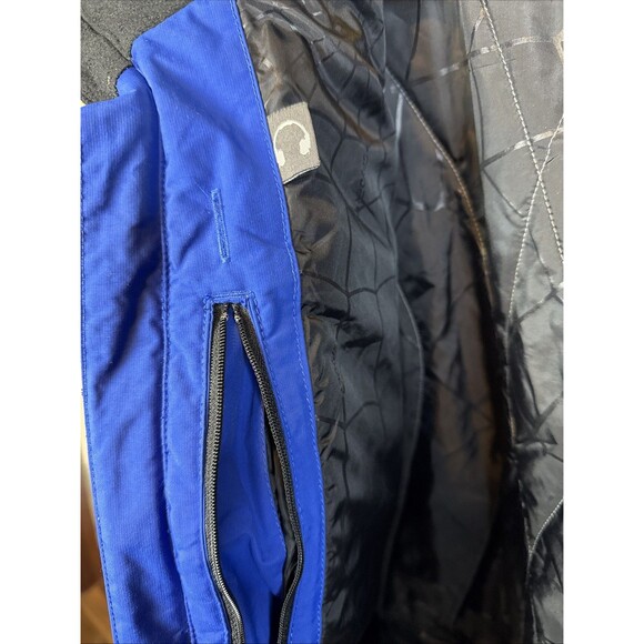 Spyder Leader Men's L Waterproof Ski Snowboard Jacket Blue White Stowaway Hood - Picture 11 of 16